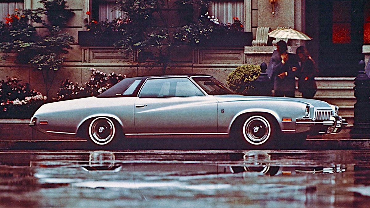 1972 Buick Regal. 20 feet long, and only two doors!  

This beauty came standard with a 350 V-8 but a massive 460 big block was also available. 

So much class and style. Can you imagine driving it? #1970s