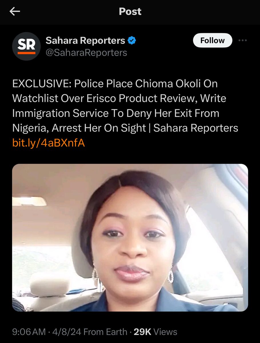 According to Sahara Reporters, the Nigerian police <a href="/PoliceNG/">Nigeria Police Force</a> under the leadership of Kayode Egbetokun has written the Nigerian Immigration Service to deny Chioma Okoli exit from Nigeria and to arrest her if she tries to leave.

First of all, this case is still in court and no