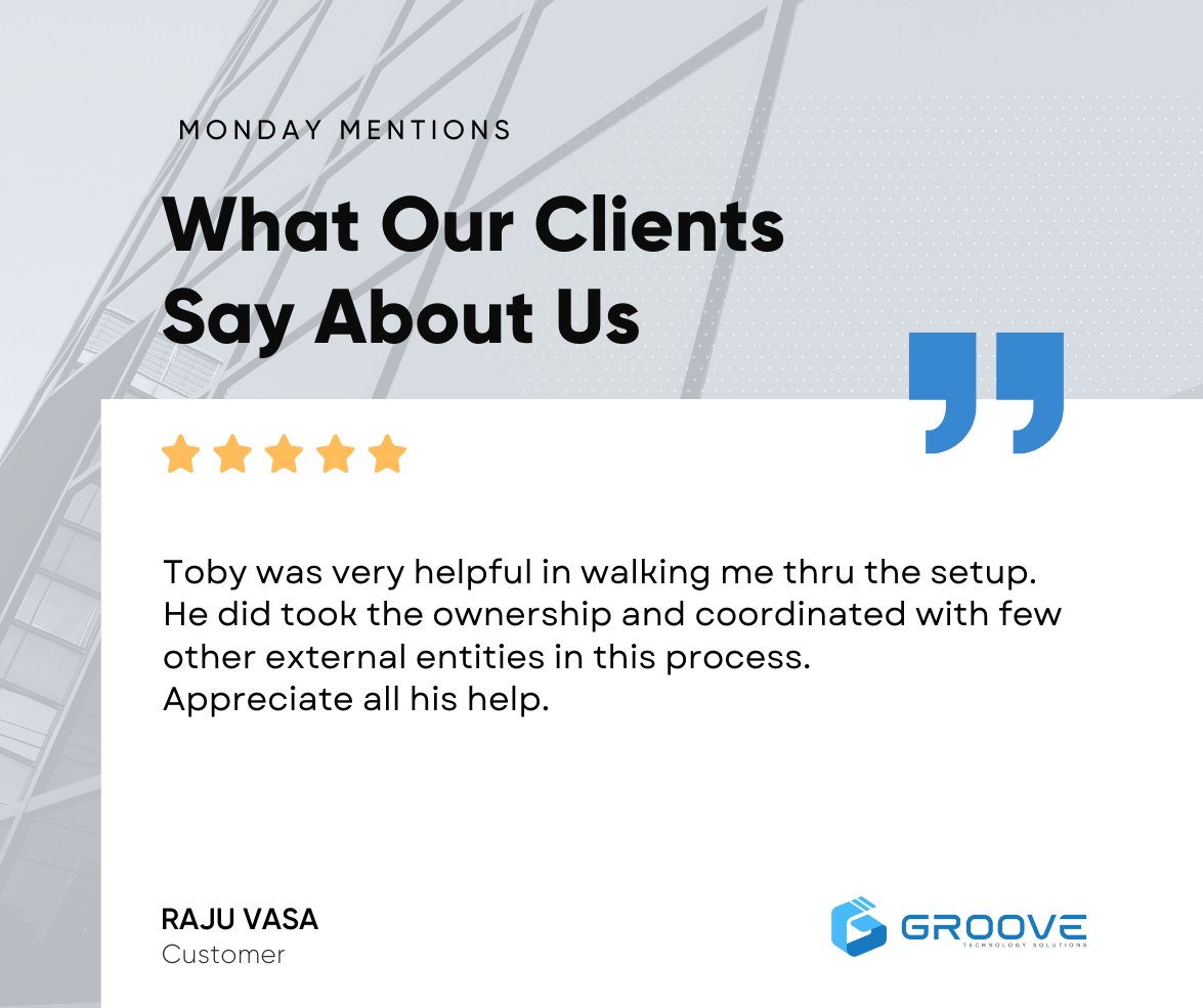 Kicking off this week's #MondayMentions with a ✨5-star shine✨ from one of our amazing customers! 🌟 They loved our customer service just as much as we love making your experiences memorable. A huge thank you for trusting us at Groove to go the extra mile!