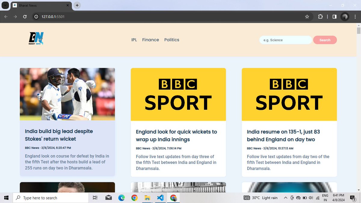 krisna_2510's tweet image. Hey everyone! Just finished a real-time  news feed website with the power of APIs! 🌐📰 In this project, I have  learn to fetch real-time news data from  News API using JavaScript,Html and Css. 
GitHub link-github.com/krisna-dev-07/…
#webdevelopment  #NewsApi
#100DaysOfCode