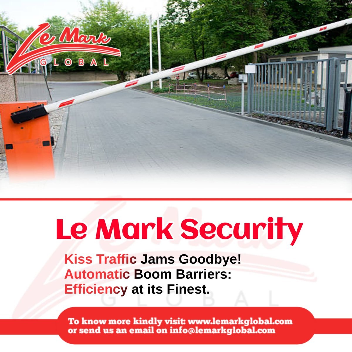 Visit our website to learn more!
lemarkglobal.com

#automaticboombarrier #parkinglotbarrier #securitygate #accesscontrolsystem #securitybarrier #parkingsecurity #boomgatesystem #carparkbarrier #securitysolution #entrysystem #automaticboombarrierforgatedcommunities