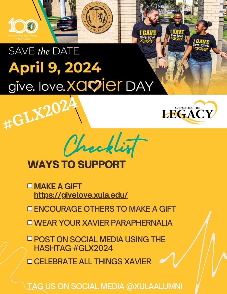 Join me tomorrow for Give Love Xavier Day to support an institution that has profoundly impacted me &amp; my family. I invite @xulaalumni &amp; friends of @xula1925 to make a meaningful #GLX24 gift—that holds personal significance to you—by visiting givelove.xula.edu/#XULAAlumni #HBCU #XULA