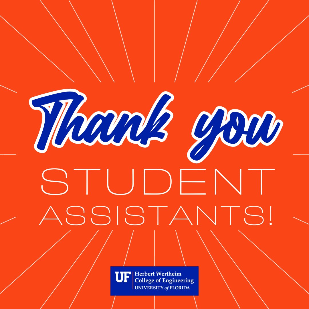 It's officially #StudentAssistantAppreciationWeek! We at @UFWertheim are SO grateful for all the hard work our 1,900 student assistants do for us. You all make @UF a better place each and every day. We wouldn't be able to do what we do without you. THANK YOU! 🧡💙🐊