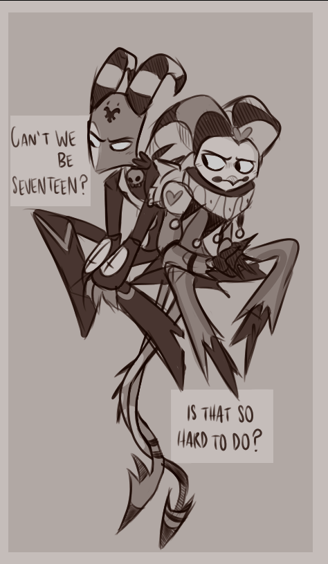unrealmuppet's tweet photo. Someone said Fizzarolli and Blitzo to Seventeen from Heathers and I haven't stopped crying for half an hour 
#fizzblitz #blitzfizz #HelluvaBossBlitzo #HelluvaBossFizzarolli https://t.co/26cUvK8UxH