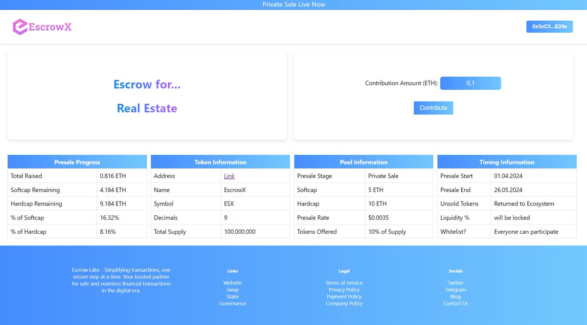 The #presale #dapp has been updated! Check it out now: escrow-labs.com/presale/ #escrow #eth #Ethereum