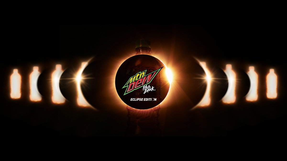 MTN DEW PITCH BLACK is BACK.

Share a pic showing how dark it is OUTSIDE during today’s eclipse (DON’T look or point your phone at the sun), tag us and use #MtnDewPitchBlack #Sweepstakes to be entered for a chance to win a pair of Mtn Dew Pitch Black Eclipse Edition bottles.
U.S.…