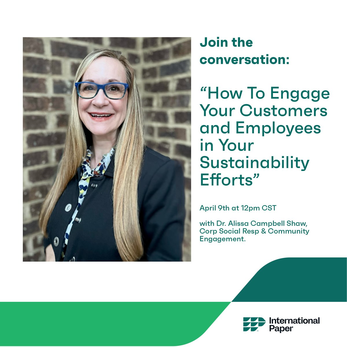 What's the best way to communicate sustainability to employees and customers? On April 9th at 12pm CST, Dr. Alissa Campbell Shaw will speak on a panel of industry leaders gathered to highlight their experiences. Presented by @arborday and @SustainBrands: bit.ly/3xyIzQo