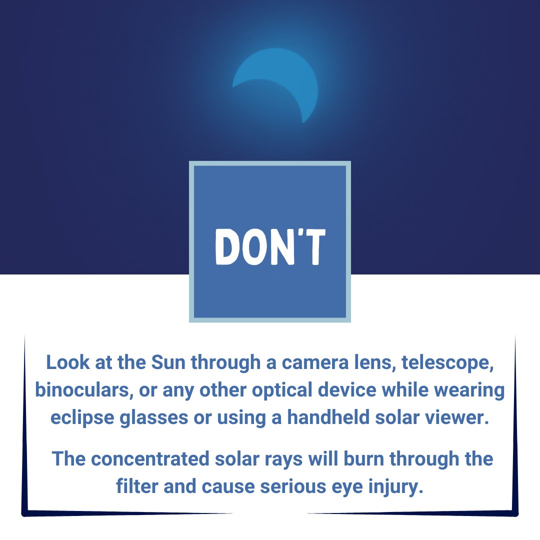 During partial solar eclipses, it is never safe to look directly at the eclipse without proper eye protection. 🔗getagameplan.org