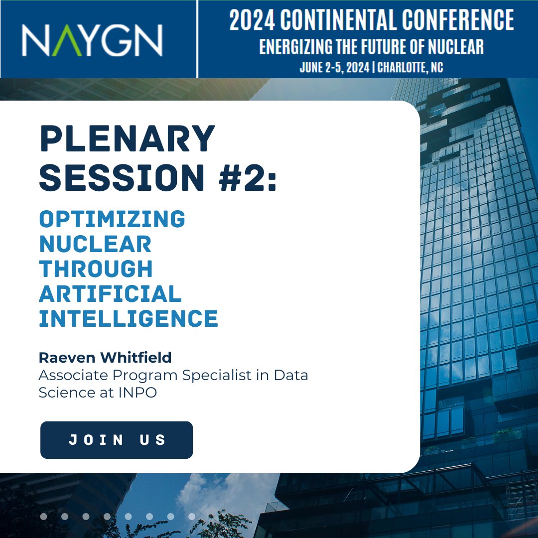 Announcing our innovative plenary panel for the #NAYGN2024 Continental Conference 'Optimizing Nuclear through Artificial Intelligence!' Register: accelevents.com/e/naygn2024#ag…