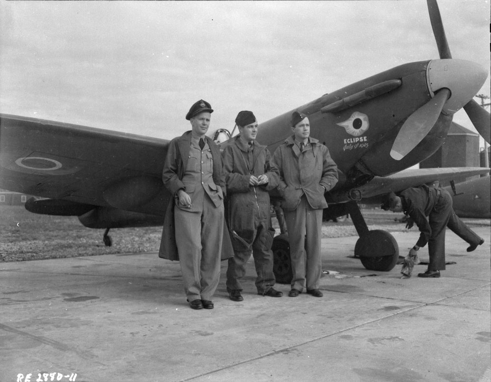 CanadianForces's tweet photo. A celestial masterpiece is on its way! Today’s total solar eclipse got us thinking of the first time a solar eclipse was captured from the air by Canadian aircraft. On July 9, 1945, four RCAF aircraft, including a Spitfire, a Mitchell, and two Ansons, took part in Op ECLIPSE. 1/2 https://t.co/dUpb15sRm1