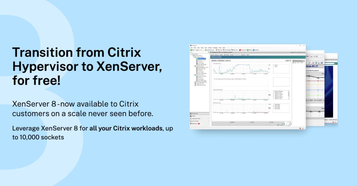 🚨 Promo alert 🚨 From now through December 1, Citrix customers can request to participate in a no-cost promotion for 10,000 @XenServer Premium Edition socket licenses. Get the details + learn how to sign up here: spr.ly/6018Z0AFi