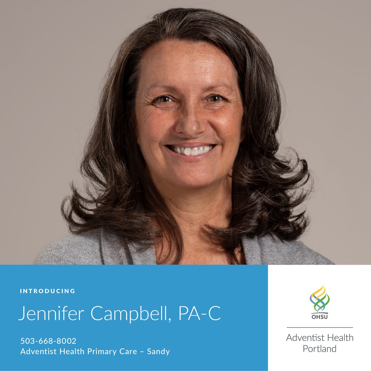 Certified physician assistant Jennifer Campbell, PA-C, specializes in primary care. “I am fascinated by the human body and how it functions,” she says. “We don’t even have to think about it, and it provides us with this human experience we call life.” spr.ly/6012ZFoY4