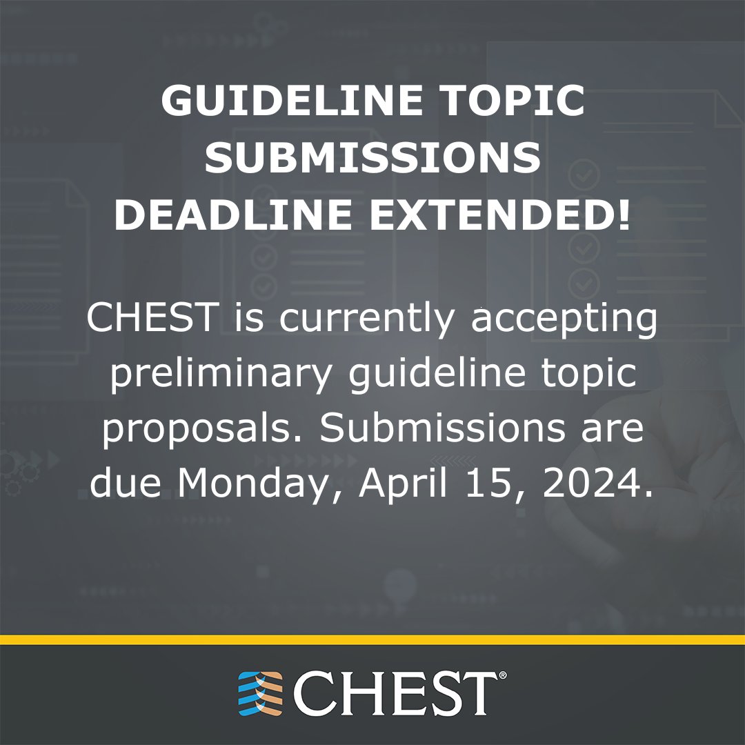The deadline to submit your preliminary topic proposals has been extended to Monday, April 15. Your idea could help create a high-quality guideline that will impact clinical practice. Share your input and expand your professional portfolio. Submit now: hubs.la/Q02r-lT00
