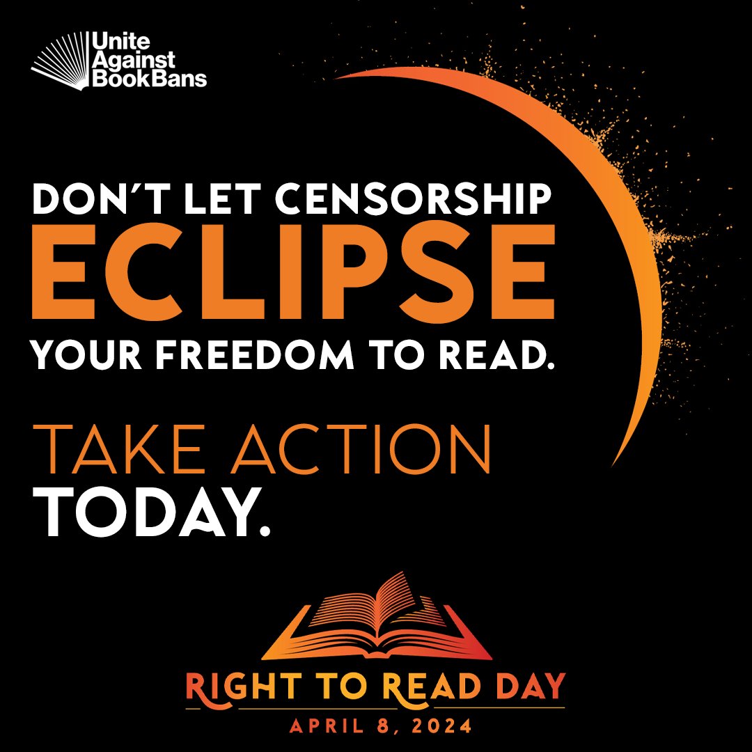 It's #RightToReadDay. We can't let censorship eclipse our freedom to read! The number of unique titles challenged in 2023 shattered the previous records. We need EVERYONE who believes in the right to read to take action today and #UniteAgainstBookBans: uniteagainstbookbans.org/right-to-read-…