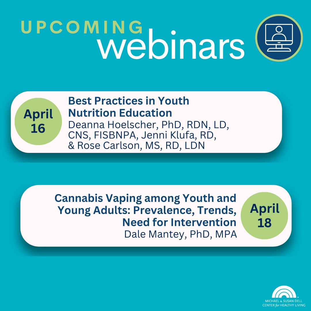 We have 2 great webinars scheduled for next week. Don't miss out! Register here: bit.ly/3hCuUuV As always, our webinar recordings are also available the next day! #nutrition #education #cannabis #youth #health #TheEarlierTheBetter