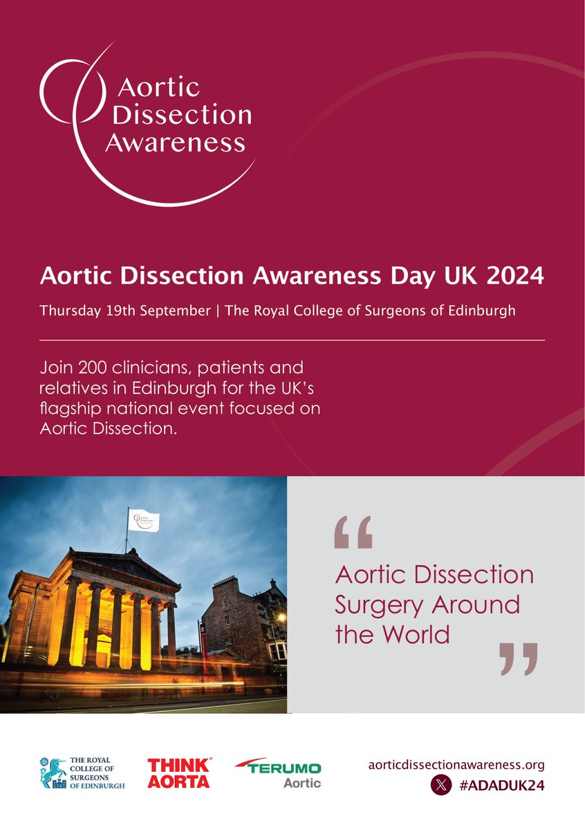 We are delighted to be hosting the 9th annual Aortic Dissection Awareness Day UK at the College in September! The theme will be 'Aortic Dissection Around the World', with talks from an exciting line-up of UK and international speakers. Learn more: tinyurl.com/3w63f9b8