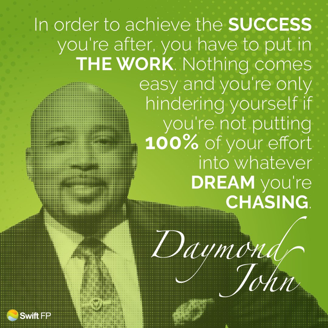 This Motivation Monday quote comes to us from my personal hero, Daymond John of Shark Tank fame. What figures or quotes empower you?
swiftfp.com
#swiftfp #sfpworks #daymondjohn #quote #motivationmonday #entrepreneur #success #chaseyourdream #taxpro