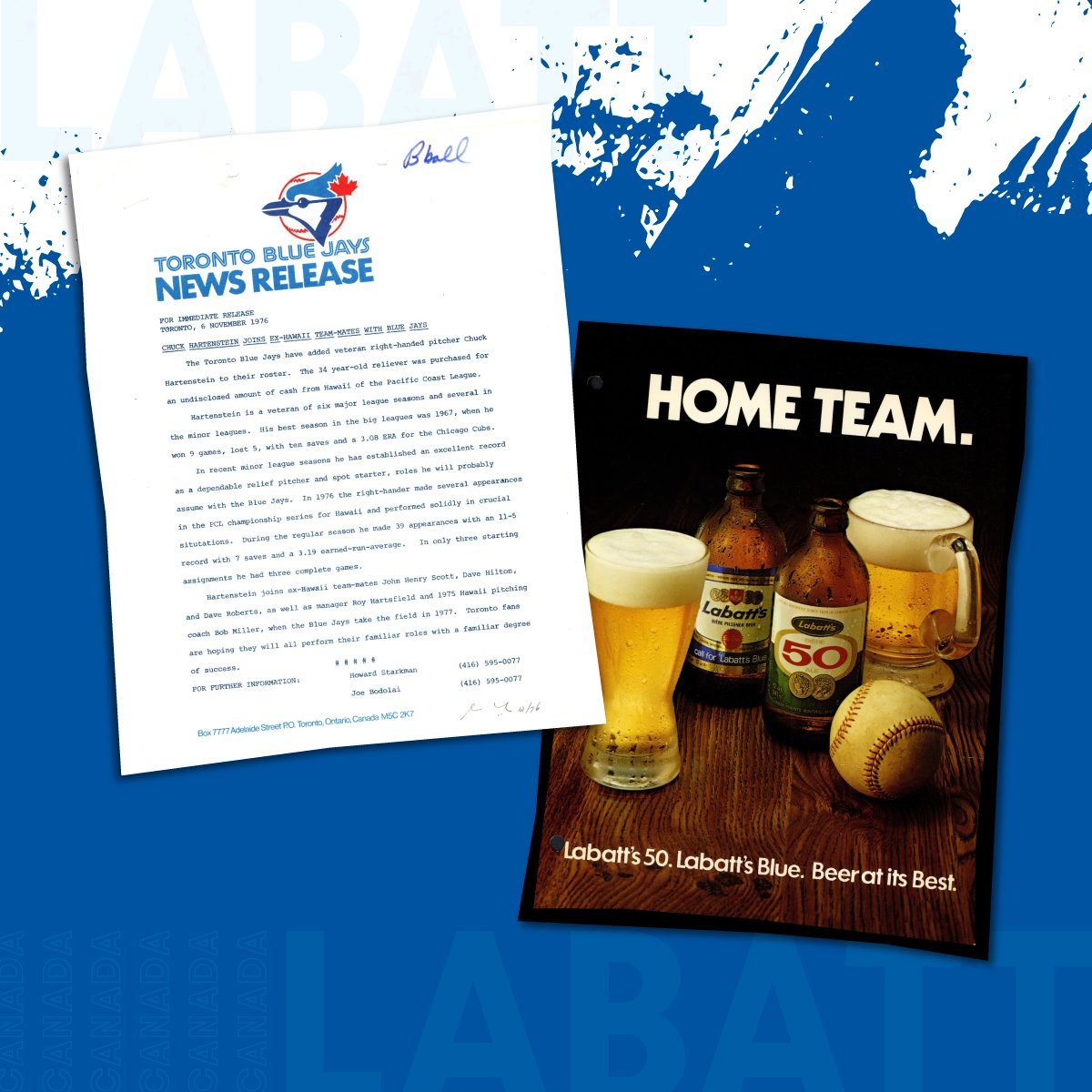 #DYK in 1976, Labatt acquired a portion of the American League baseball expansion franchise in Toronto, and a public contest named the team we know and love today – the Toronto Blue Jays. Cheers to the @BlueJays #HomeOpener 🍻⚾️