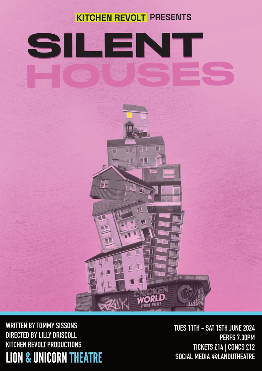 *SILENT HOUSES* I'm directing my first full length play! Eek. Please come along and support working class theatre. June 11th-15th @LandUTheatre Very excited to be working with @RevoltKitchen 🔥 cast to be announced. thelionandunicorntheatre.com/whats-on