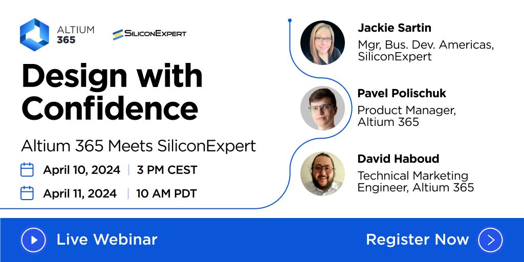 Are you looking for ways to make better decisions about electronic components? Join our webinar and learn how to design with confidence with #Altium365 and @SiliconExpert Integration!

📍 Register today: bit.ly/3T9VorE 

#SiliconExpert #SupplyChain #ElectronicComponents