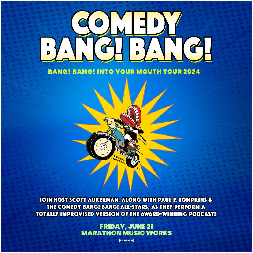 The award-winning podcast, Comedy Bang! Bang!, is coming to our stage LIVE! 💥 Sign up for presale access at the link below, tickets go public on Friday! 🏍️ ➚ bit.ly/3OrWWuD