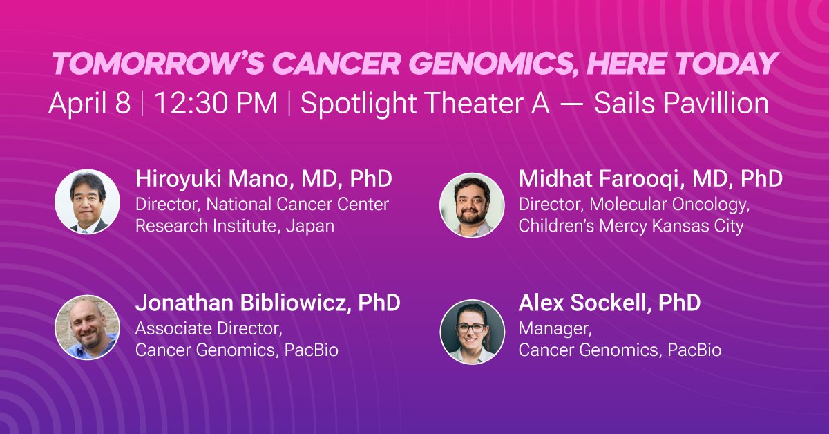 Get ahead of the curve—discover the full genome and transcriptome with #PacBio long reads at today’s #AACR24 workshop, presented by Dr. Hiroyuki Mano and Dr. Midhat Farooqi. Join us at 12:30 p.m. in Spotlight Theater A: bit.ly/3J2n654