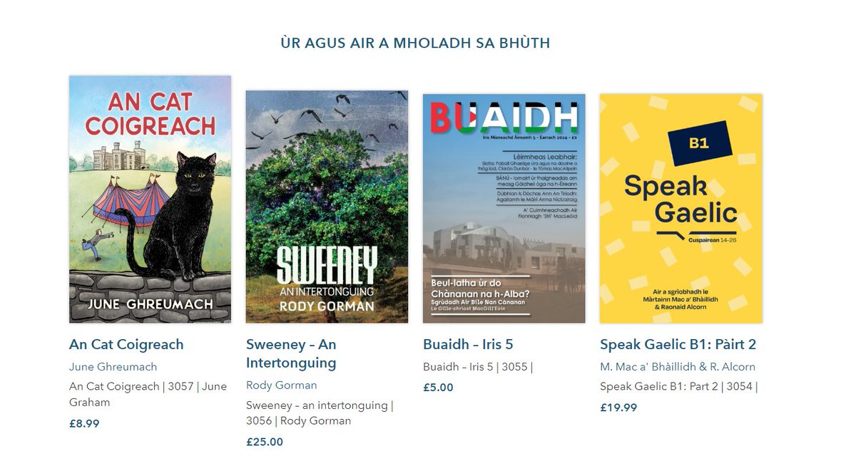 Abair deagh rudan as urrainn dhut ceannach air làrach-lìn Chomhairle nan Leabhraichean. 👀

gaelicbooks.org/?lang=gd