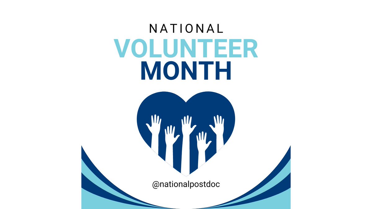 Did you know that April is National Volunteer Month? This month is dedicated to celebrating the amazing impact volunteers have on communities all around the world // #NationalVolunteerMonth #postdocs #postdocoffices #postdocassociations🌟🙌🏼💚