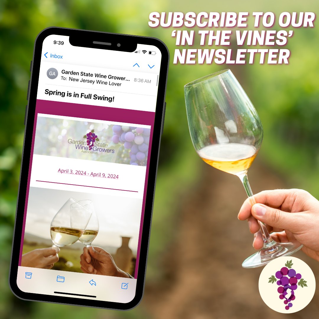 Extra! Extra!📰 Read all about New Jersey wine country by signing up for our 'In the Vines' weekly newsletter! 🍇 Be the first to know what New Jersey wine events are happening in your area. Visit the link to sign up newjerseywines.com/sign-up-for-ou…