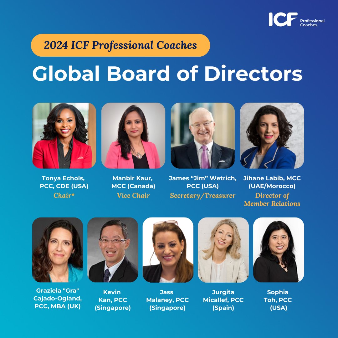 Meet the 2023 ICF Professional Coaches Board! 👋 ICF Professional Coaches is a membership association for trained professional coach practitioners.  Learn more about this incredible team at coachingfederation.org/leadership.