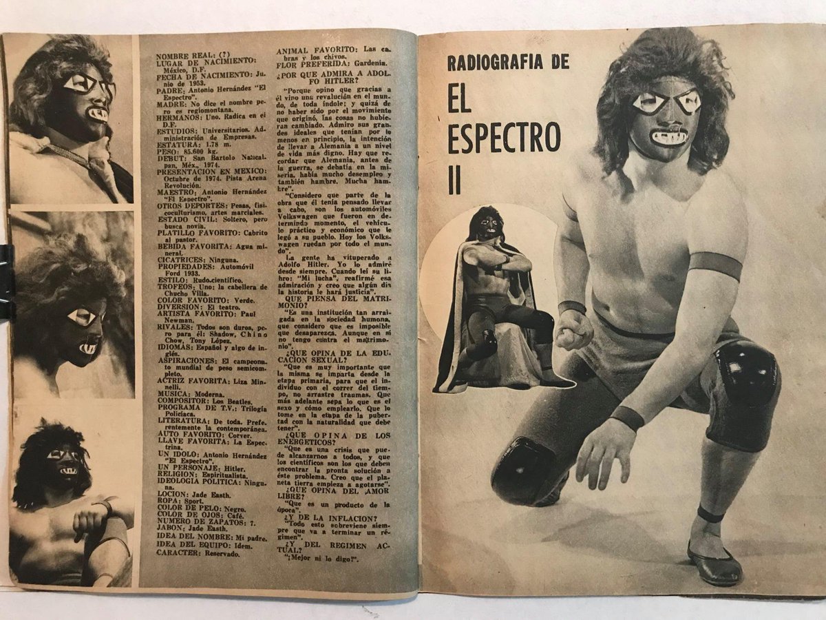 #EnUnDíaComoHoy pero de 1974 hacía su debut como luchador profesional con el nombre de El Genio un joven Antonio Peña (QEPD). Poco después se convertiría en el Espectro Jr. Más adelante luchó como Kahoz, Espectro de Ultratumba, Dalia Negra y The Rose. Tras su retiro, creó AAA.