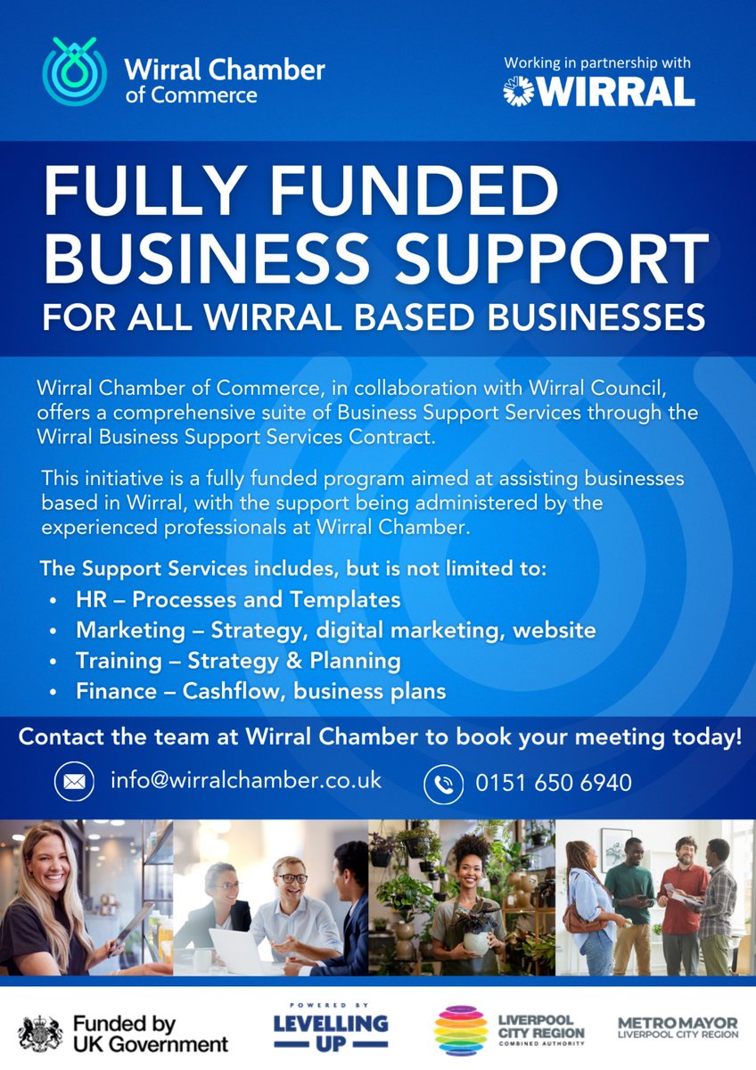 100s of entrepreneurs & business owners are among those to benefit from a support service funded by @WirralCouncil. The support is available for budding entrepreneurs, start-ups, established businesses, and charities & is provided through Wirral Chamber. wirralchamber.co.uk/fully-funded-s…