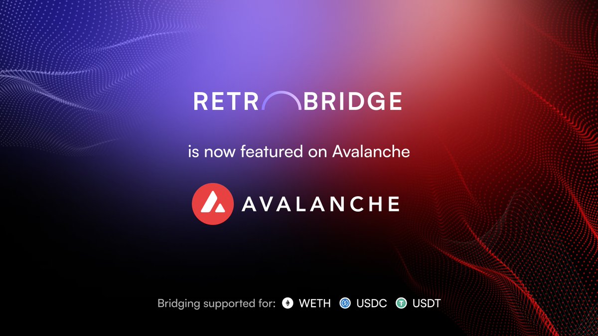 🌉 We're excited to announce that RetroBridge is now present on the Avalanche (@avax) Ecosystem Applications page Discover more: core.app/discover/