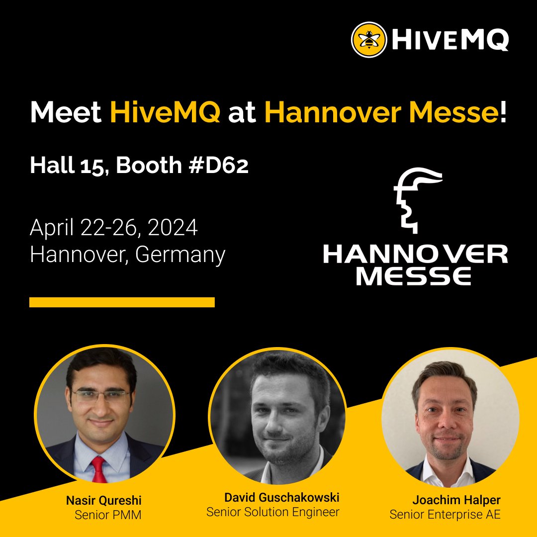 🐝 Join the Future of #IoT with HiveMQ at Hannover Messe from April 22nd to 26th, 2024 at booth #D62 in Hall 15, Hannover, Germany, as we unveil our cutting-edge MQTT technology. 🐝 #HiveMQ #HannoverMesse #MQTT #HannoverTech #HM24