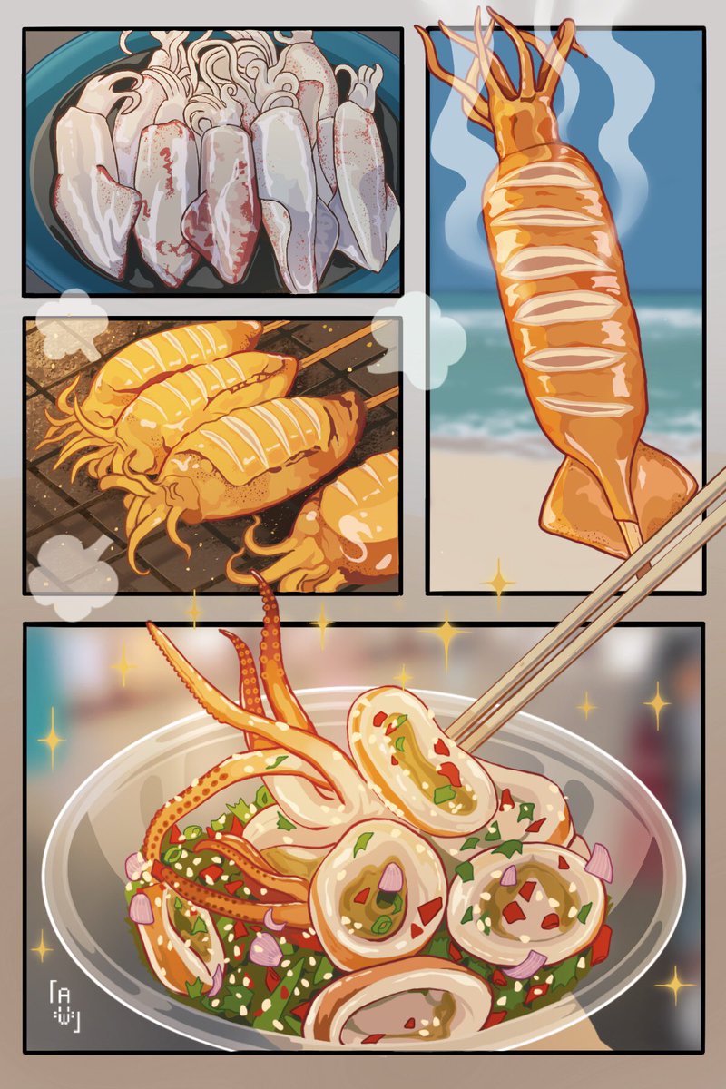 Thai grilled squid and seafood dipping sauce (Thai food)
หมึกย่างกับน้ำจิ้มซีฟู้ดแซ่บๆ! 

#สายวาดอาหาร #สายผลิต #foodart