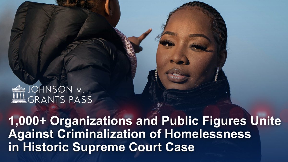 Civil rights leaders, homeless activists, public health experts, faith groups, members of Congress and more all agree: we will never solve homelessness with jails and fines. #JohnsonVGrantsPass View the list of briefs filed in support of homeless rights: johnsonvgrantspass.com/amici