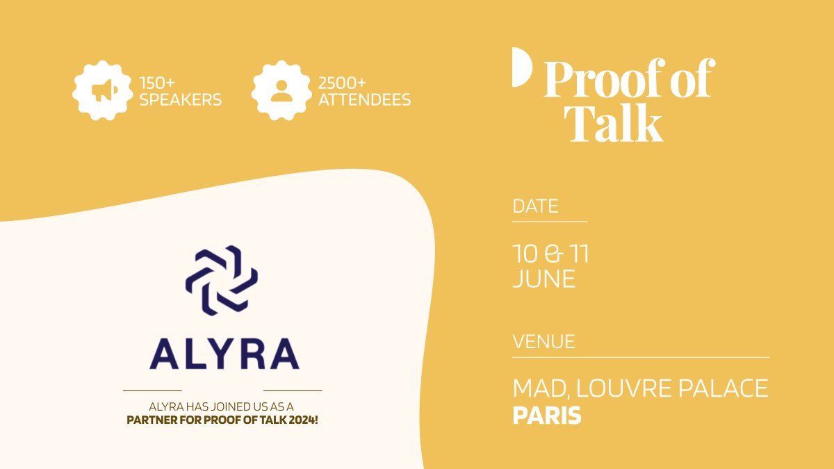 We're excited to announce our partnership with Alyra (@alyraBlockchain) for Proof of Talk 2024! 🚀

Alyra, a leading name in blockchain education, is known for its comprehensive training programs that cater to both enthusiasts and professionals seeking to deepen their knowledge