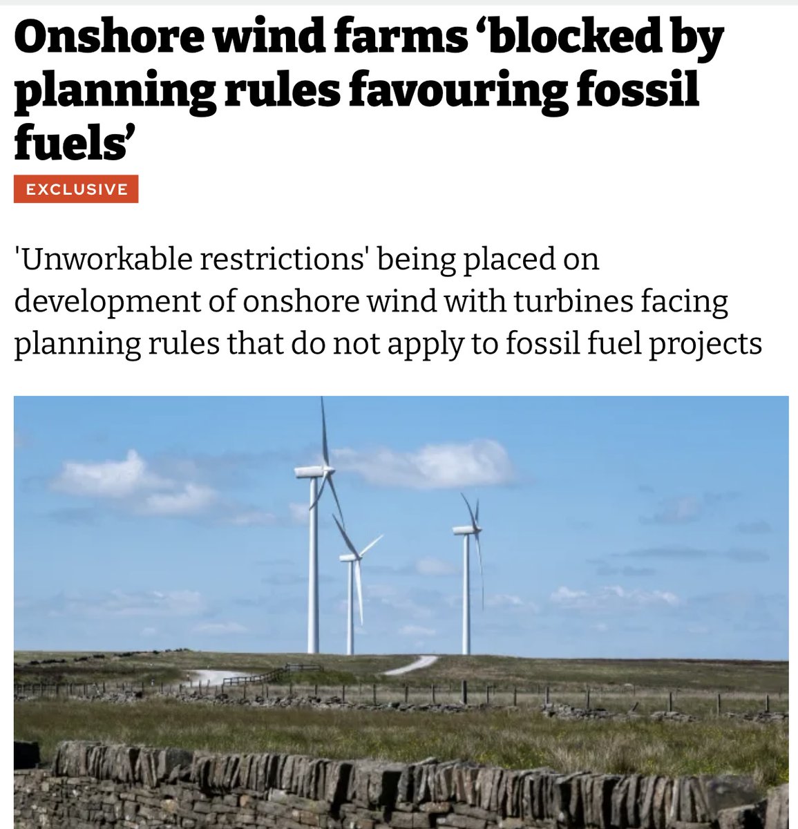 NEW 🚨 Dozens of organisations are calling for change as they reveal wind turbines are being 'unfairly singled out' in planning rules. It's blindingly obvious that to bring down electricity bills we MUST get more renewables onto the grid.
