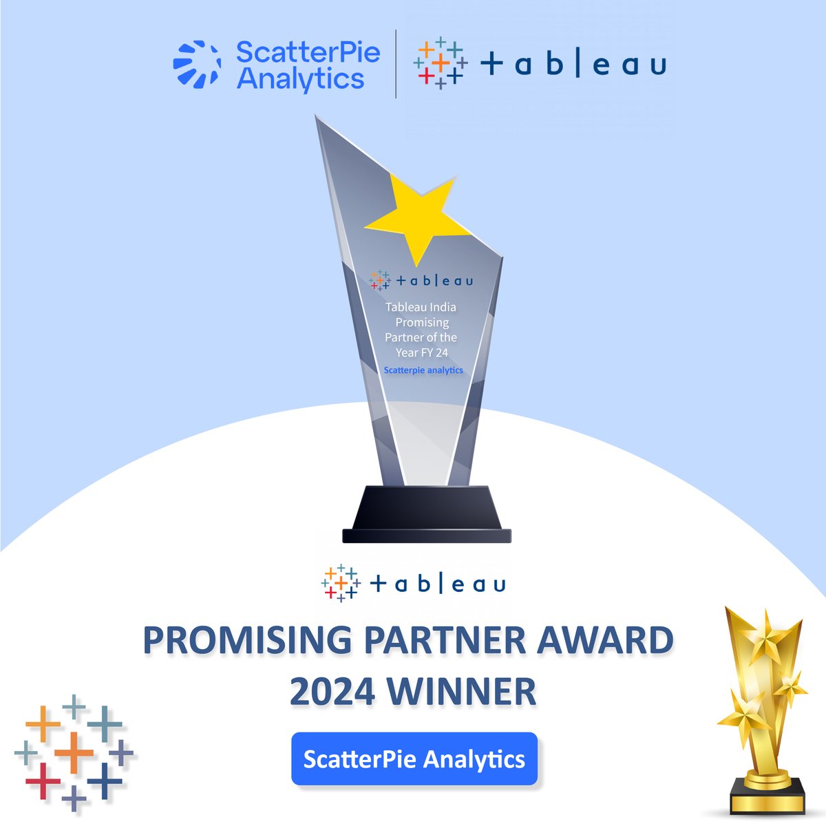 🌟 ScatterPie Analytics has been honored as Tableau India's Promising Partner of the Year for FY 2024! 🏆

Here's to data-driven decisions, stunning visualizations, and a future filled with endless possibilities! 🚀📊 

#ScatterPieAnalytics #TableauIndia #PromisingPartner