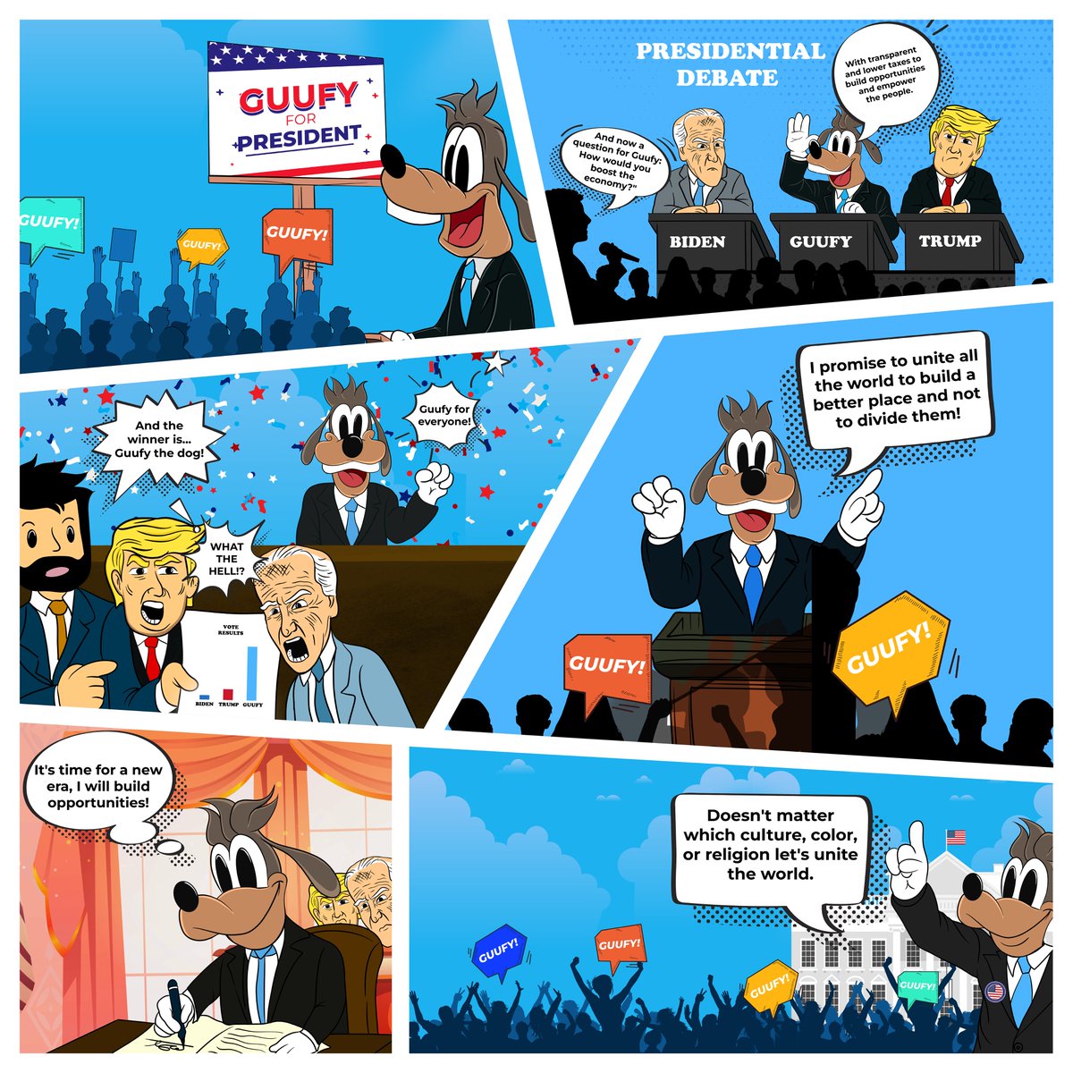 🌟 Dream to Reality: November 5th 2024 marks the moment #GuufyForPresident goes from fantasy to fact in our latest comic! Witness as #Guufy wins the election, proving dreams do come true. The future is bright with #GuufyForPresident! 🗳️🐾 #DreamsComeTrue