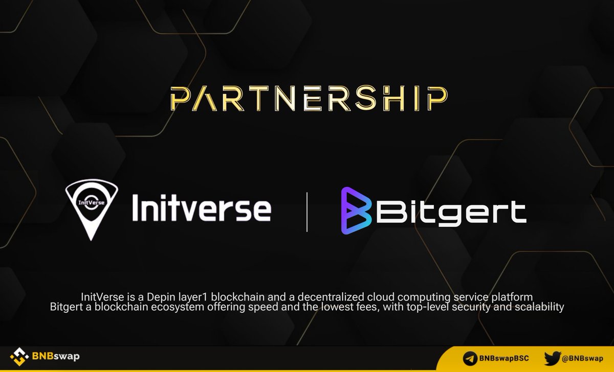 📢 @InitVerse $INI partners with @bitgertbrise $BRISE InitVerse, a Depin #layer1 blockchain & a decentralized cloud computing service platform #Bitgert a blockchain ecosystem offering speed and the lowest fees, with top-level security and scalability. #BRISE #Bitgertchain