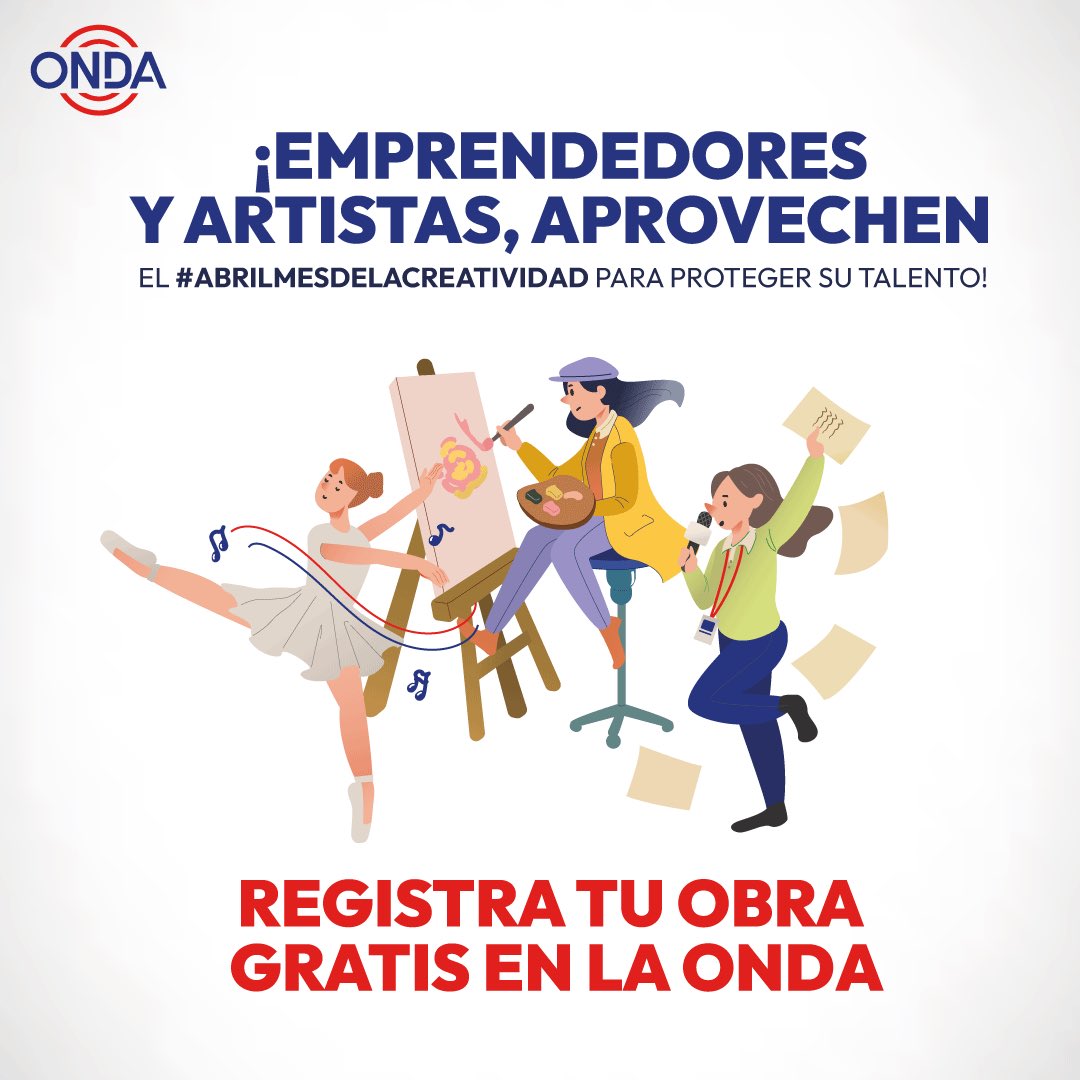 ¡Regístrate gratis en la ONDA este mes de abril y protege tu creatividad! ✍️ ¿Eres creador de contenido y quieres proteger tus obras? ¡Aprovecha esta oportunidad única! Durante el mes de abril, la ONDA está ofreciendo el registro gratuito de obras. #DerechoDeAutor #ONDA #RD