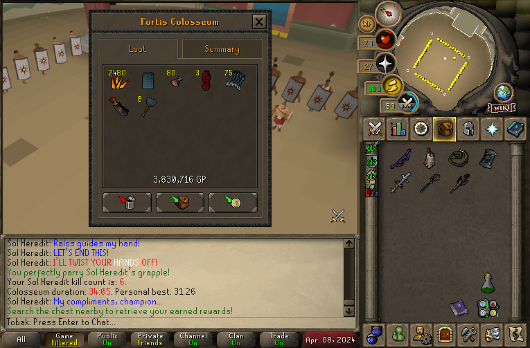 TobakOSRS's tweet photo. First try melee setup, not used to solarflares at boss so I chugged every last drop

#osrs https://t.co/glCefWJOUq