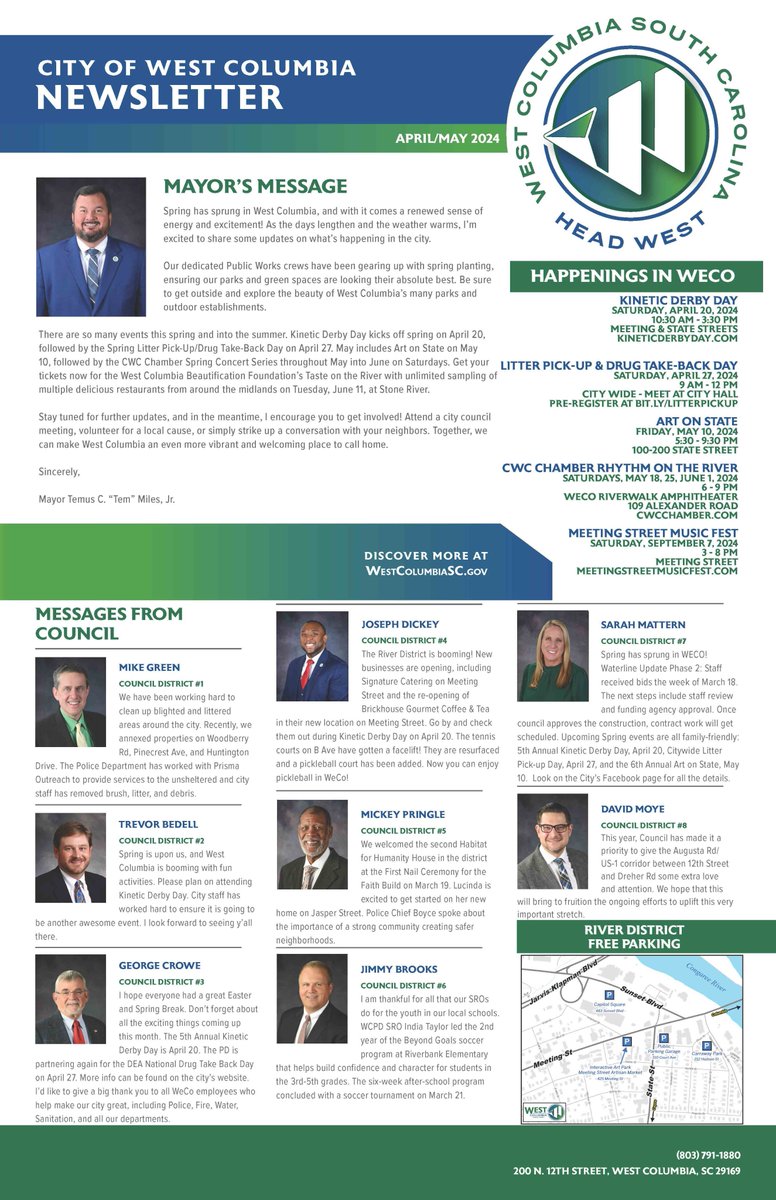 Visit the City's website for the entire April/May 2024 newsletter. westcolumbiasc.gov westcolumbiasc.gov/wp-content/upl…