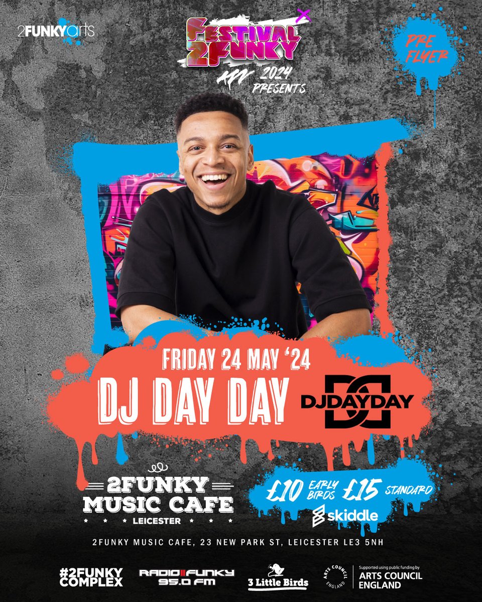 DJ Day Day will be at this year's Festival2Funky line-up, joining @LadyLeshurr on Friday 24 May 11pm - 4am @2funkymusiccafe Get your tickets here - skiddle.com/e/38181333/ Supported by @ace_midlands
