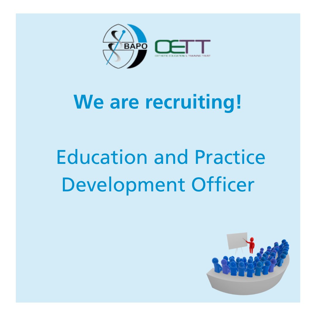 Vacancy – Education and Practice Development Officer To apply please send your CV and supporting statement of no more than 600 words to enquiries@bapo.com by noon on 19/04/2024. Interviews will be held on 24th April on MS Teams. More info here- ow.ly/sfJk50RathG