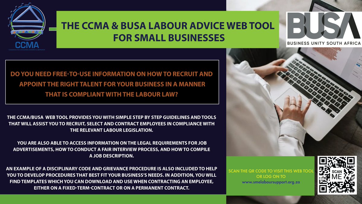 Use our Webtool bit.ly/39GmCRi for all professional guidance on everything labor relations-related (A-Z). The tool includes the most recent labor regulations, checklists, employment contract templates, a step-by-step manual on labor relations, employment benefits (UIF).