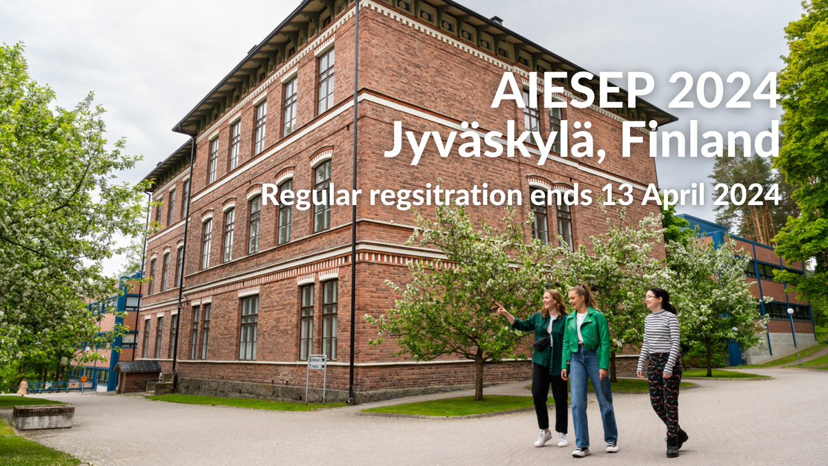 Regular registration for the #AIESEP2024 conference is ending soon! Book your place at the top scientific event in sport pedagogy and physical education by 13 April. Register ➡️ jyu.fi/aiesep2024 See you in Jyväskylä, Finland, on 13-17 May 2024. 👋 @aiesep