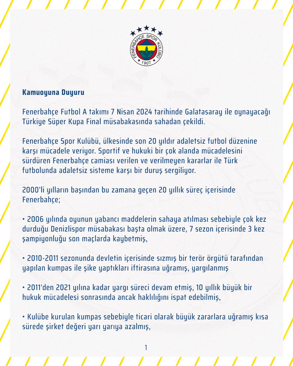 Fenerbahce's tweet image. Kamuoyuna Duyuru

🔗 bit.ly/4aNXHaX