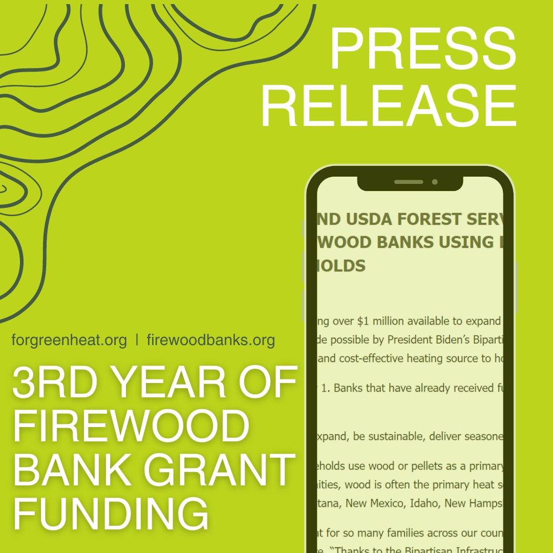 ForGreenHeat's tweet image. A third year of firewood bank grant funding with the @forestservice is on its way!

Press Release: forgreenheat.blogspot.com/2024/04/allian…

Discover More: firewoodbanks.org